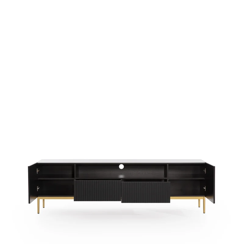 Mobile TV 2 ante e 2 cassetti con piede in metallo oro Nicole 200 x 45 cm