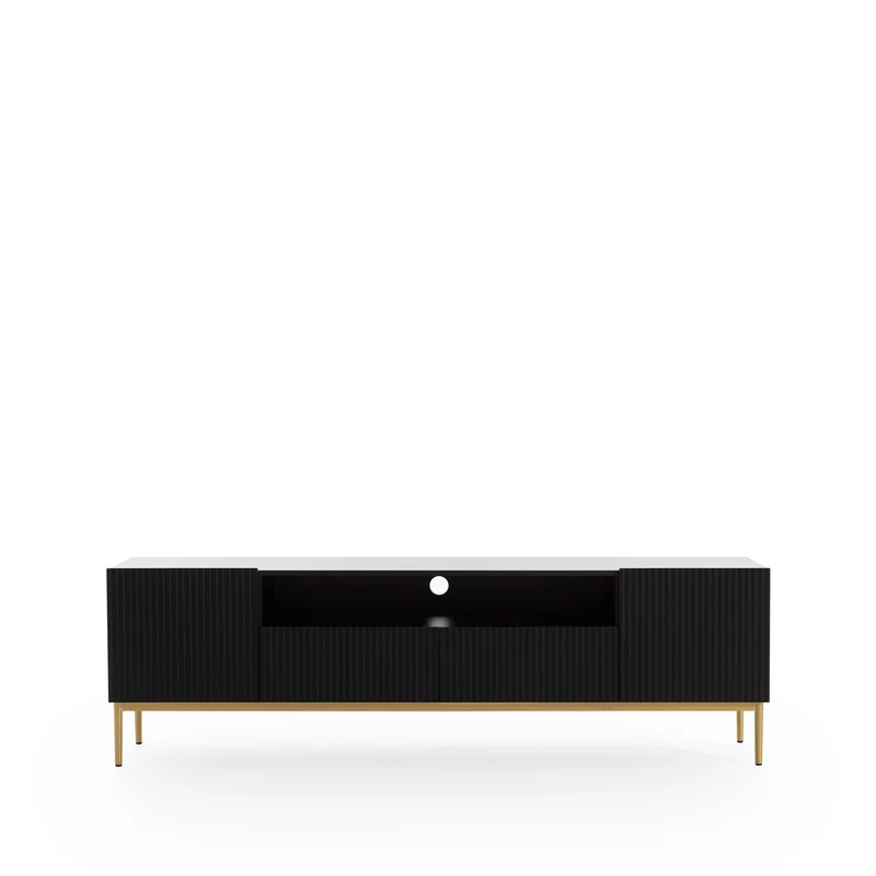 Mobile TV 2 ante e 2 cassetti con piede in metallo oro Nicole 200 x 45 cm