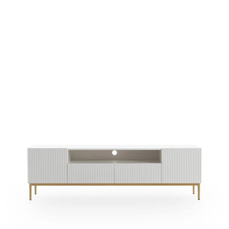 Mobile TV 2 ante e 2 cassetti con piede in metallo oro Nicole 200 x 45 cm