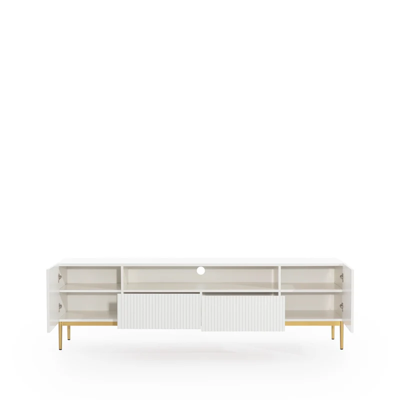 Mobile TV 2 ante e 2 cassetti con piede in metallo oro Nicole 200 x 45 cm