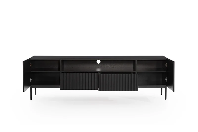 Mobile TV 2 ante e 2 cassetti con piede in metallo nero Nicole 200 x 45 cm