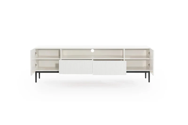 Mobile TV 2 ante e 2 cassetti con piede in metallo nero Nicole 200 x 45 cm
