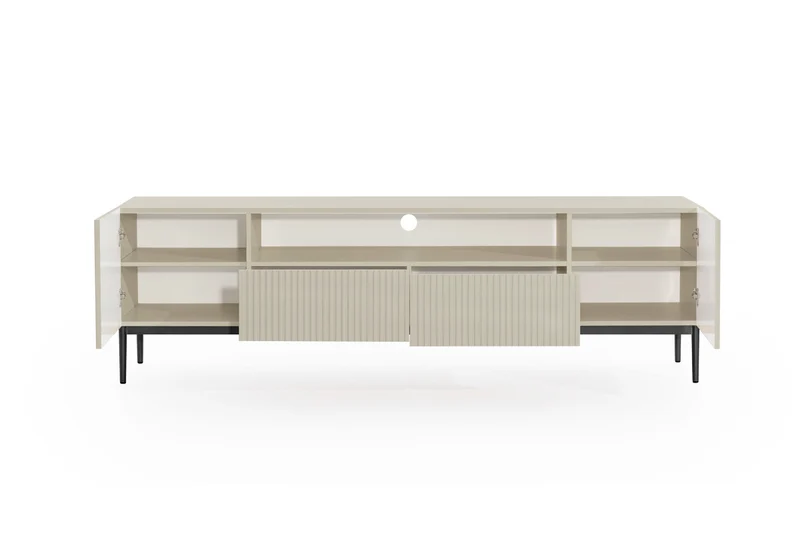 Mobile TV 2 ante e 2 cassetti con piede in metallo nero Nicole 200 x 45 cm