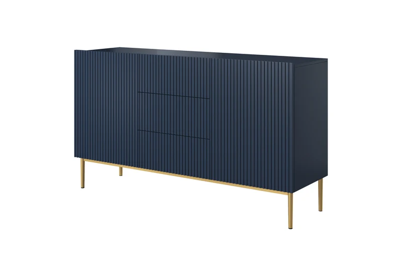 Madia 2 ante 3 cassetti centrali con piede in metallo oro Nicole 150x45 cm