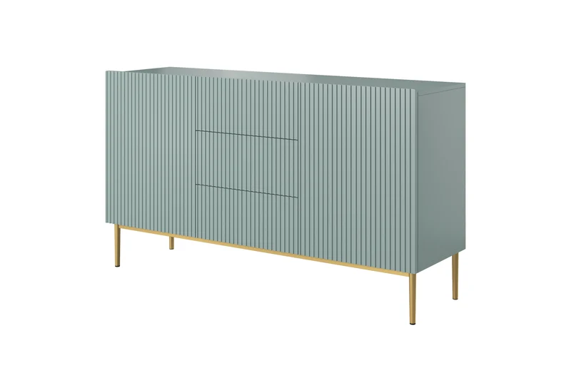 Madia 2 ante 3 cassetti centrali con piede in metallo oro Nicole 150x45 cm