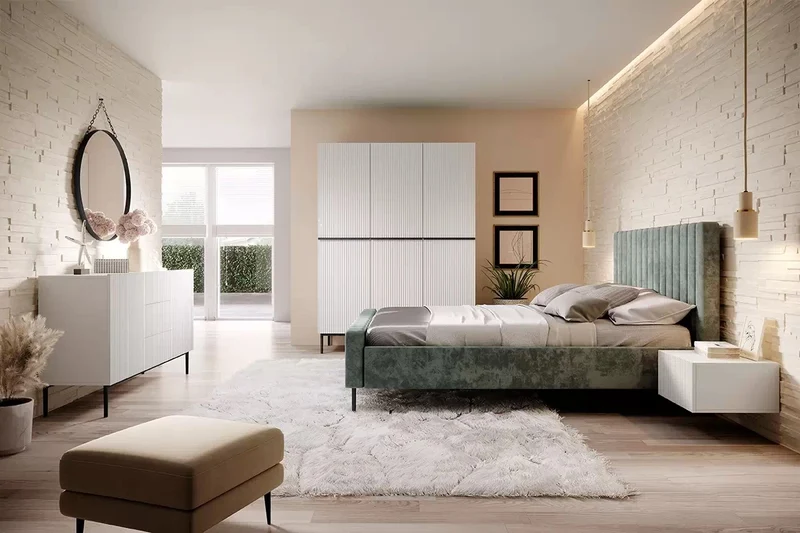 Madia 2 ante 3 cassetti centrali con piede in metallo nero Nicole 150x45 cm
