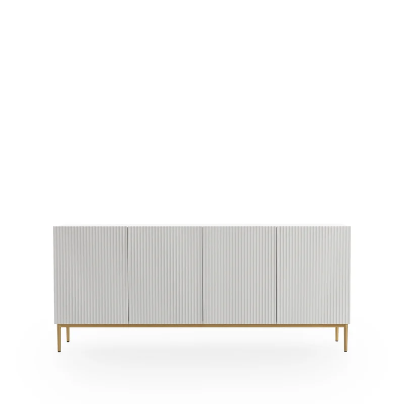 Madia 4 ante con piede in metallo oro Nicole 200x45 cm