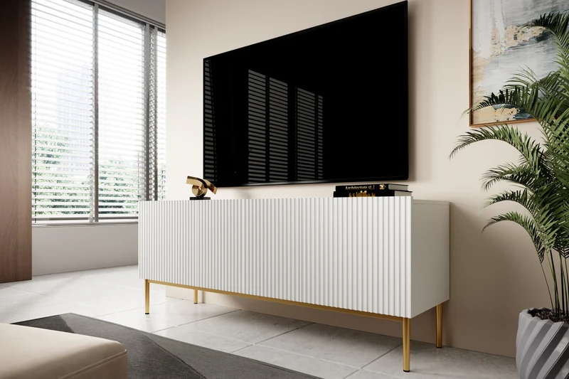 Madia 4 ante con piede in metallo oro Nicole 200x45 cm