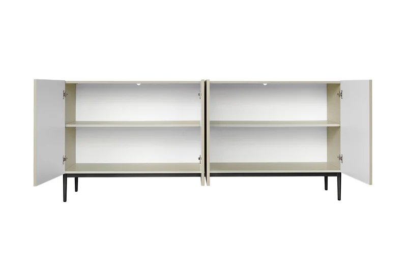 Madia 4 ante con piede in metallo nero Nicole 200x45 cm