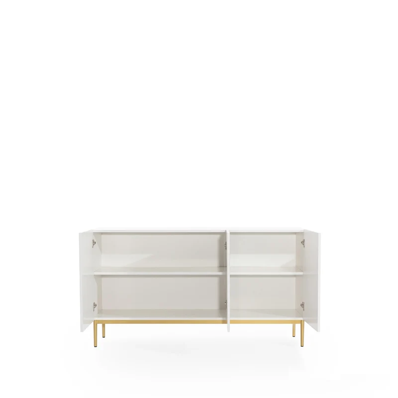 Madia 3 ante con piede in metallo oro Nicole 150x45 cm