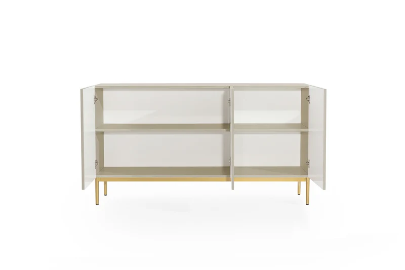 Madia 3 ante con piede in metallo oro Nicole 150x45 cm