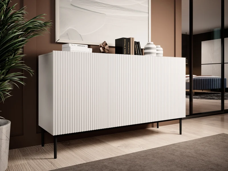 Madia 3 ante con piede in metallo nero Nicole 150x45 cm