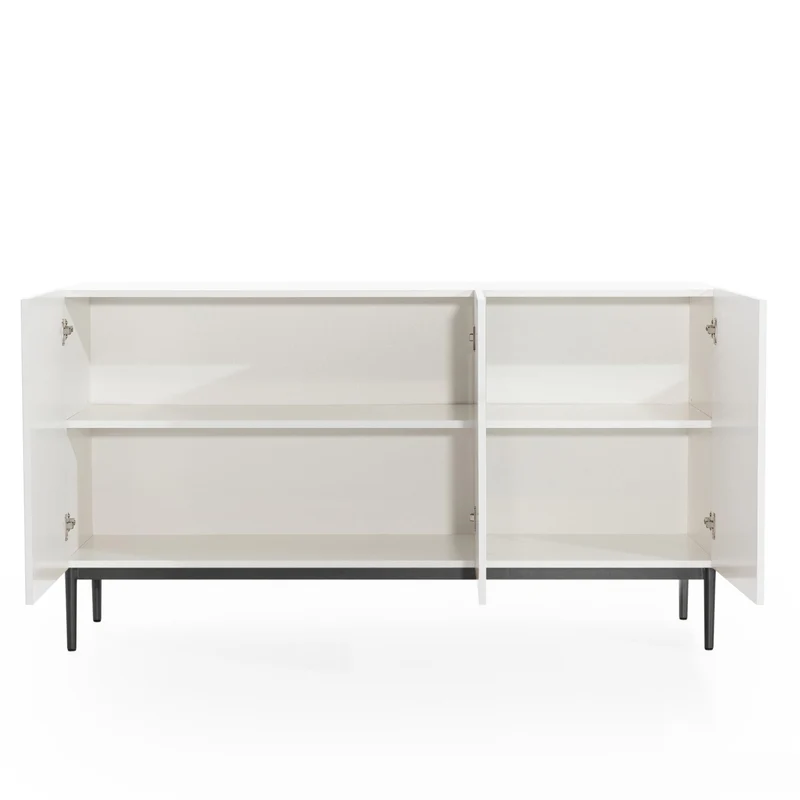 Madia 3 ante con piede in metallo nero Nicole 150x45 cm
