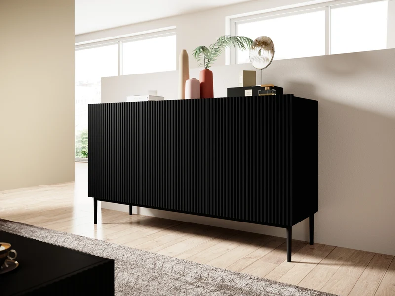Madia 3 ante con piede in metallo nero Nicole 150x45 cm