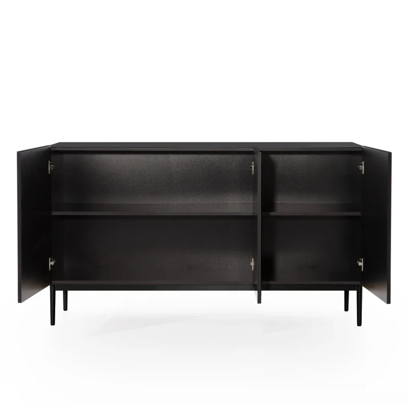 Madia 3 ante con piede in metallo nero Nicole 150x45 cm