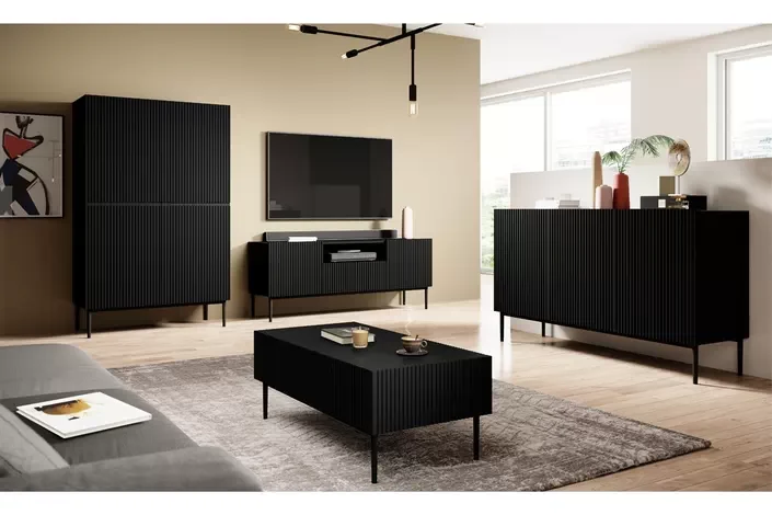 Madia 3 ante con piede in metallo nero Nicole 150x45 cm