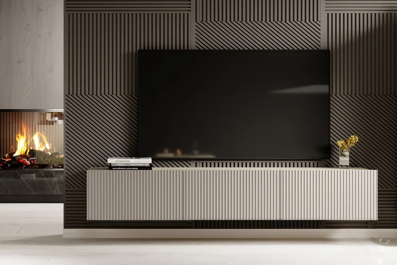 Mobile TV sospeso con 2 ante a ribalta 1 cassetto Nicole 200x45 cm