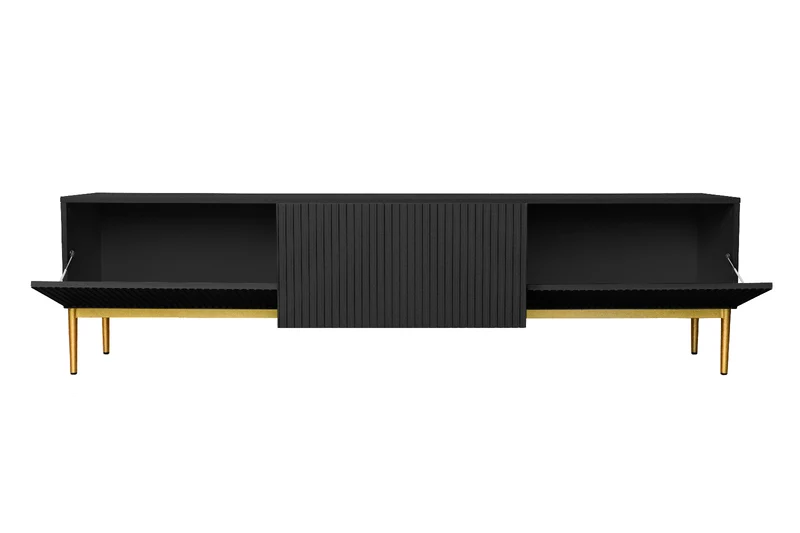 Mobile TV 2 ante a ribalta 1 cassetto con piede in metallo oro Nicole 200x45 cm