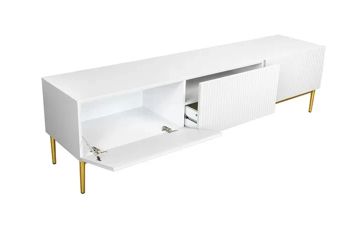 Mobile TV 2 ante a ribalta 1 cassetto con piede in metallo oro Nicole 200x45 cm