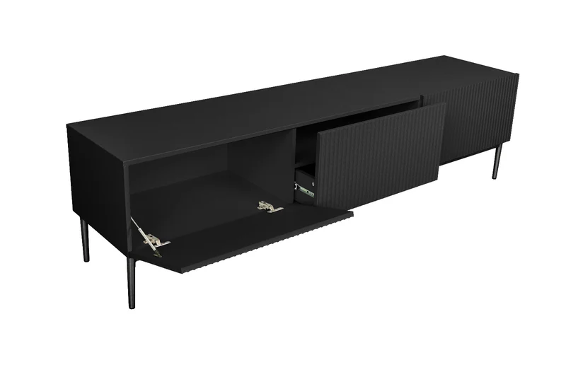 Mobile TV 2 ante a ribalta 1 cassetto con piede in metallo nero Nicole 200x45 cm