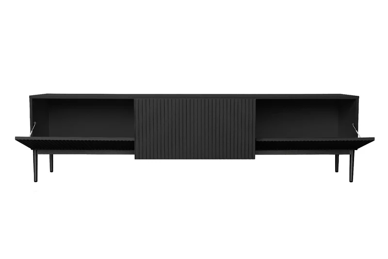 Mobile TV 2 ante a ribalta 1 cassetto con piede in metallo nero Nicole 200x45 cm