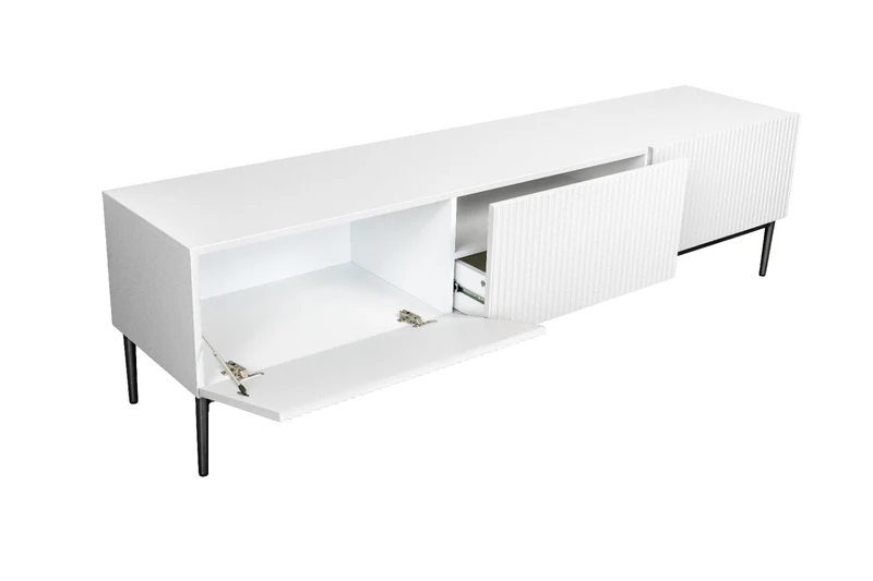 Mobile TV 2 ante a ribalta 1 cassetto con piede in metallo nero Nicole 200x45 cm
