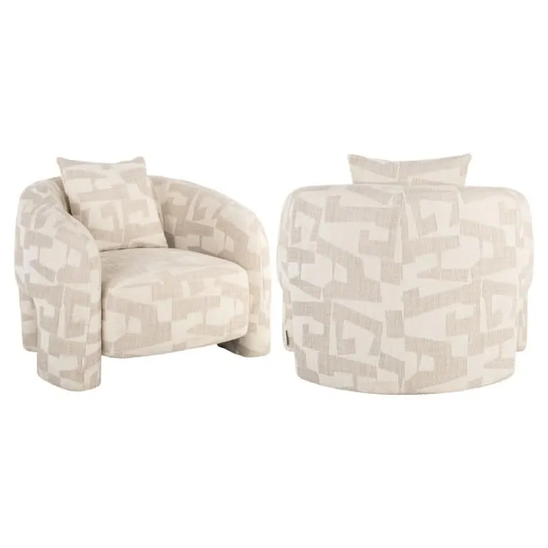 Richmond Interiors Loungesessel Tuscany – Beige Graffic