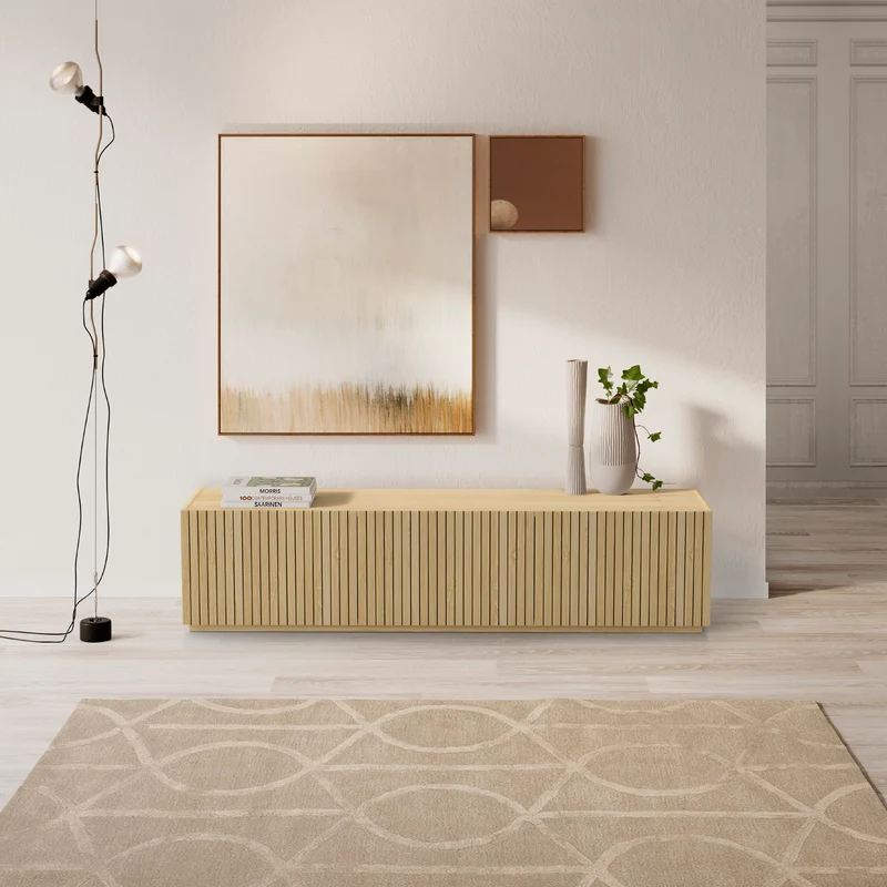 Mobile TV con 3 ante e 6 scomparti legno rovere Averno - 178x41 cm
