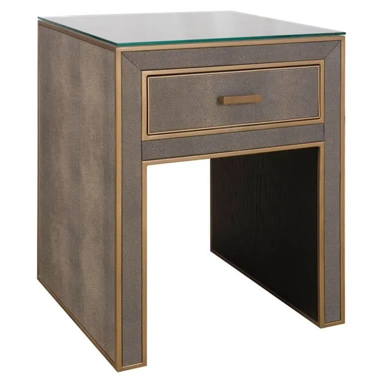 Richmond Interiors Nachttisch Bloomville – Brown (mit Glasplatte & 1 Schublade)