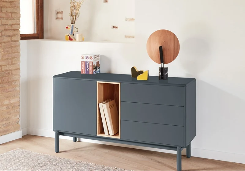 Madia 1 anta 3 cassetti in legno massello Corvo di Teulat 140x40 cm