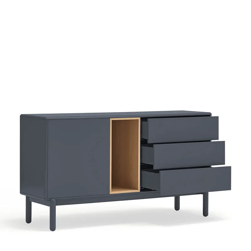 Madia 1 anta 3 cassetti in legno massello Corvo di Teulat 140x40 cm