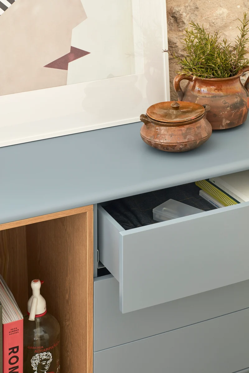 Madia 1 anta 3 cassetti in legno massello Corvo di Teulat 140x40 cm