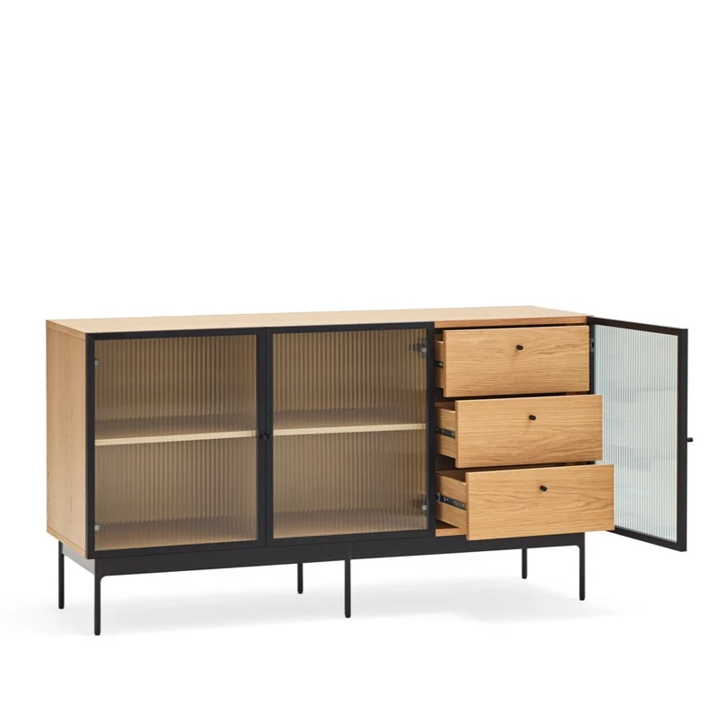 Madia rovere 3 ante in vetro Blur di Teulat 140x45 cm
