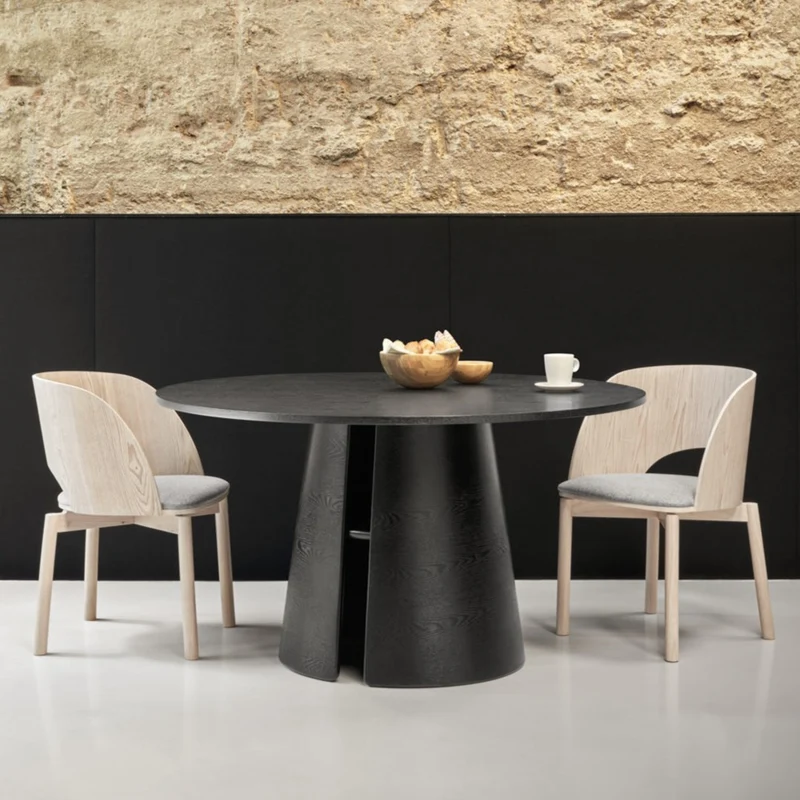 Set 2 sedie in frassino naturale e seduta grigio chiaro Dam 50x78 h45 cm