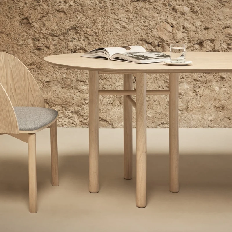 Set 2 sedie in frassino naturale e seduta grigio chiaro Dam 50x78 h45 cm