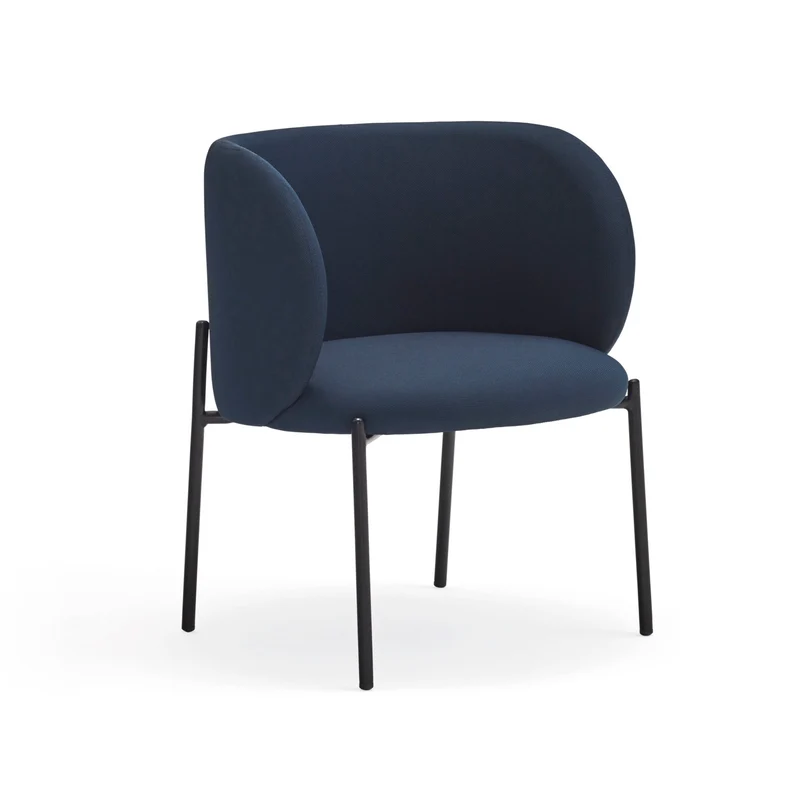 Poltrona in tessuto blu struttura in metallo 66x74 h49