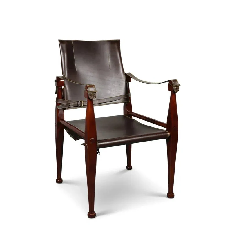 Authentic Models Bridle Leather Campaign Chair Braun