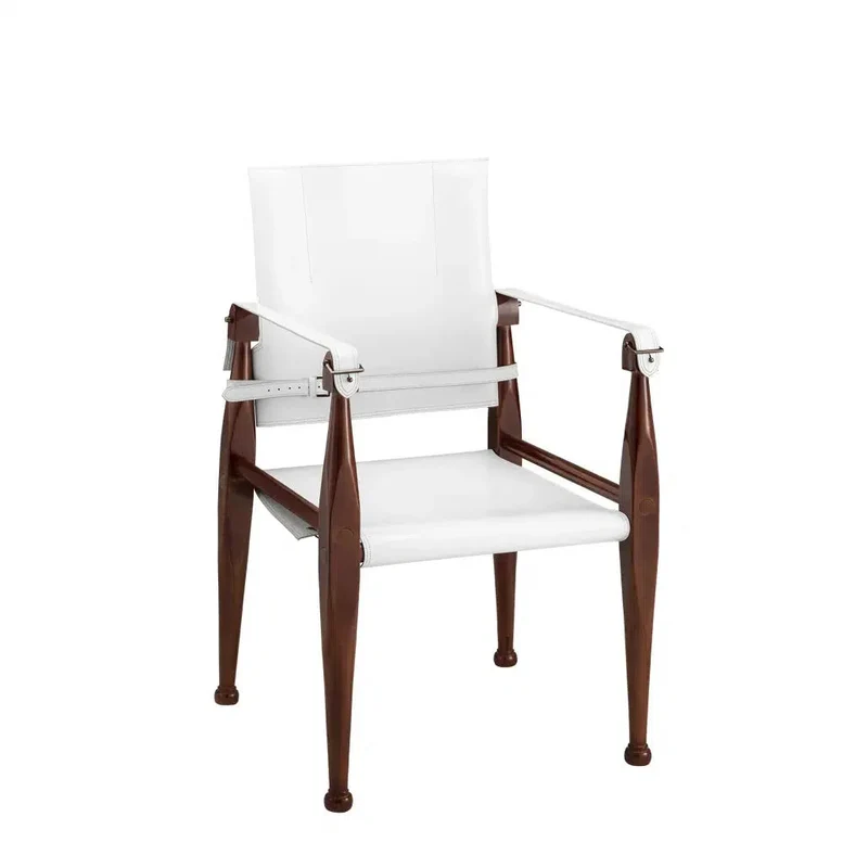Authentic Models Bridle Leather Campaign Chair White