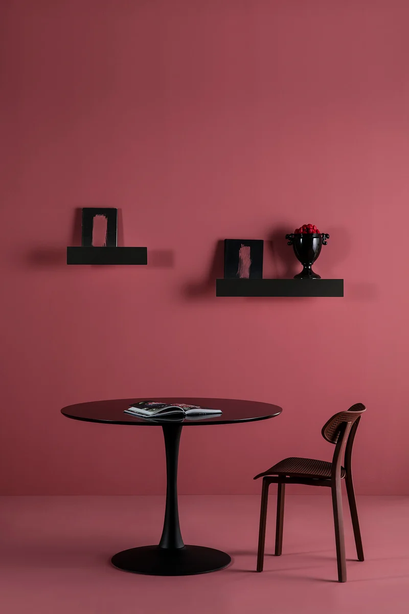 Tavolo tondo in legno e metallo nero Teiro Ø110