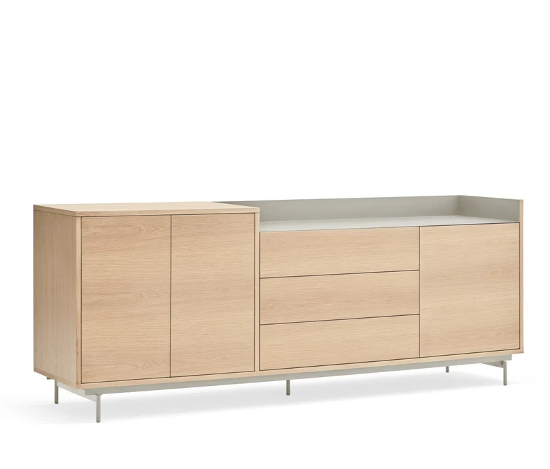 Madia rovere/grigio 3 ante 3 cassetti chiaro Valley di Teulat 200x45 cm