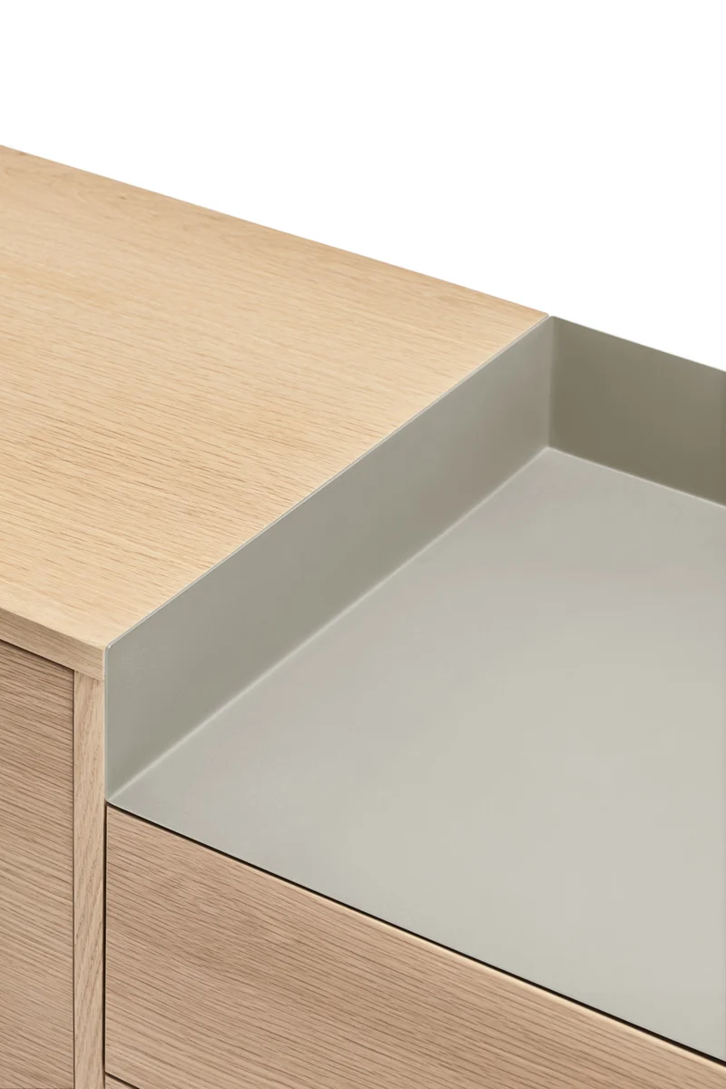 Madia 3 cassetti 2 ante rovere/grigio chiaro Valley di Teulat 150x45 cm