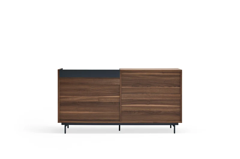 Madia 3 cassetti 2 ante noce/blu Valley di Teulat 150x45 cm