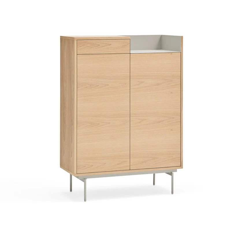 Credenza 2 ante rovere/grigio chiaro Valley di Teulat 92x130 cm