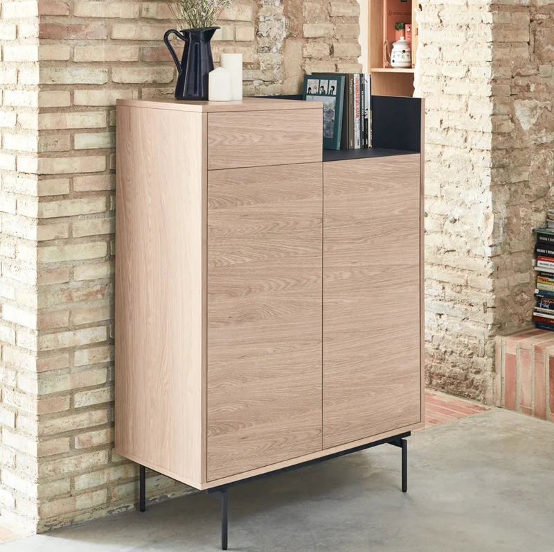 Credenza rovere/blu 2 ante Valley di Teulat 92x130 cm
