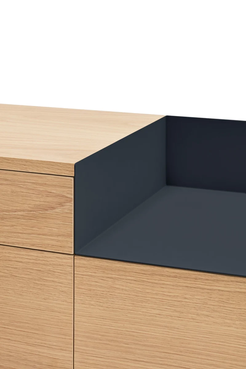 Credenza rovere/blu 2 ante Valley di Teulat 92x130 cm