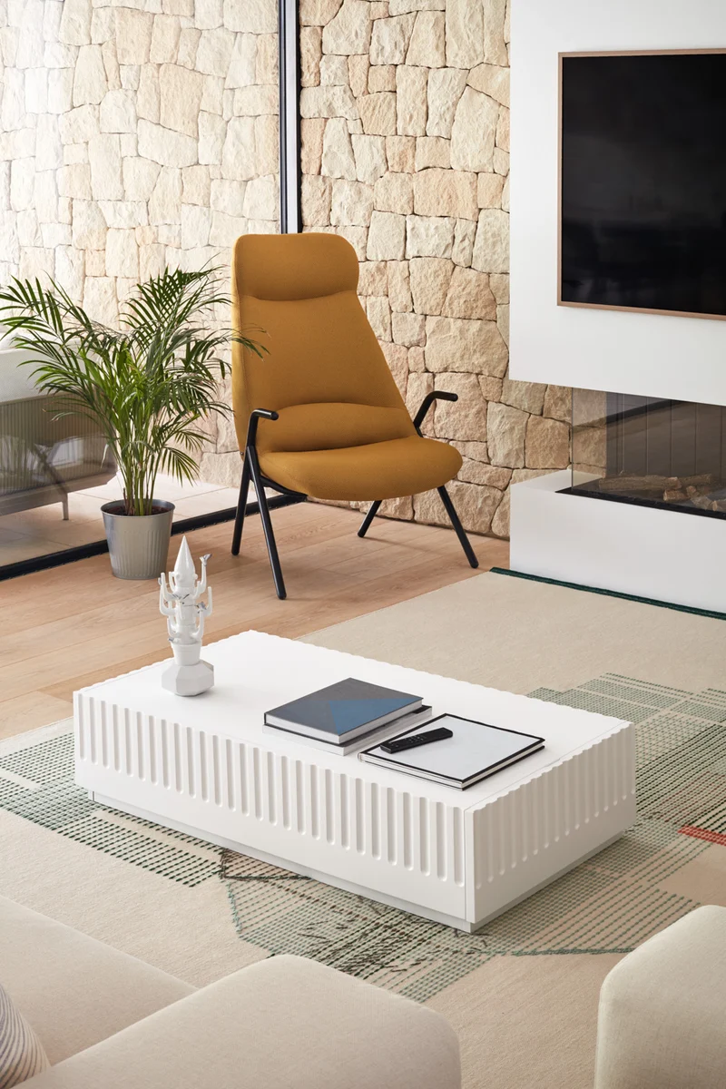 Tavolino per Soggiorno rettangolare bianco Doric di Teulat 110x60 cm