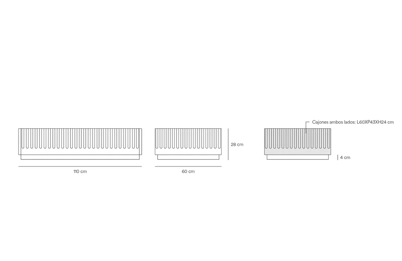 Tavolino per Soggiorno rettangolare bianco Doric di Teulat 110x60 cm