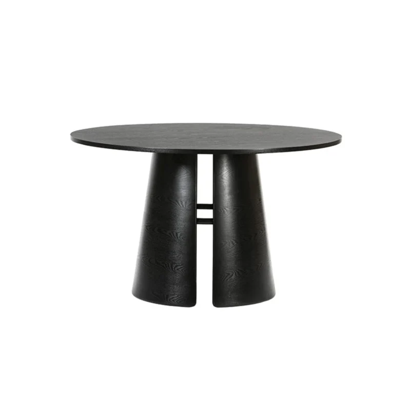 Tavolo tondo 4 posti in legno laccato nero Cep di Teulat Ø137 h75 cm