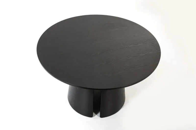 Tavolo tondo 4 posti in legno laccato nero Cep di Teulat Ø137 h75 cm