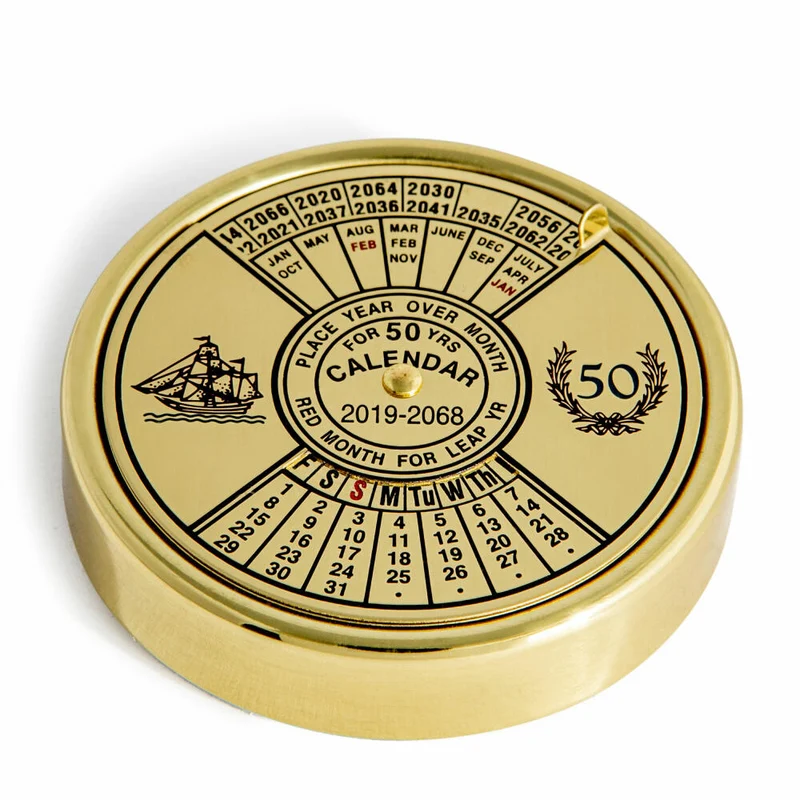 Authentic Models Taschenkalender 50-Year Calendar, Kalender, Messing, BC002